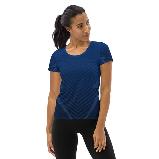 Women's Athletic T-shirt - Dark Blue Print