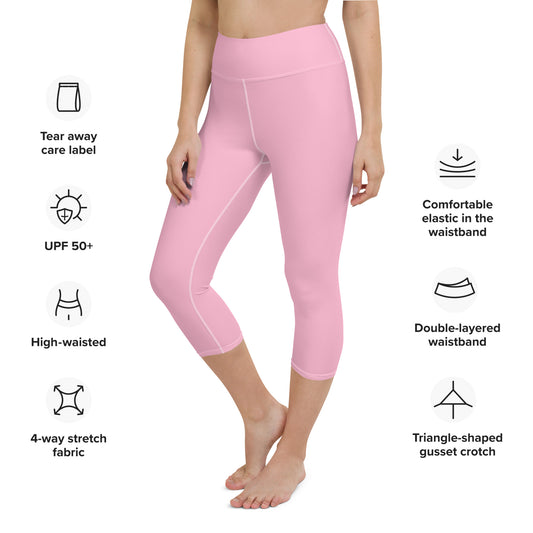 Women's Yoga Capri pink Leggings - Pale Pink