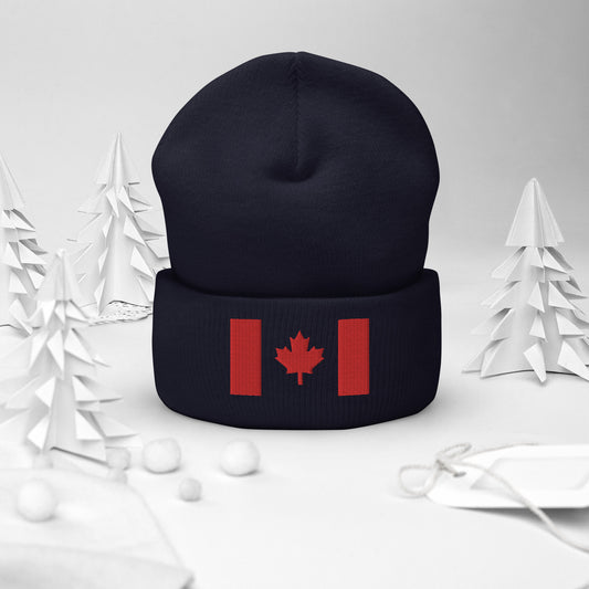 Cuffed Beanie  (Toque hat)- Canadian flag