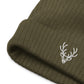 Ribbed knit beanie- Stag motif