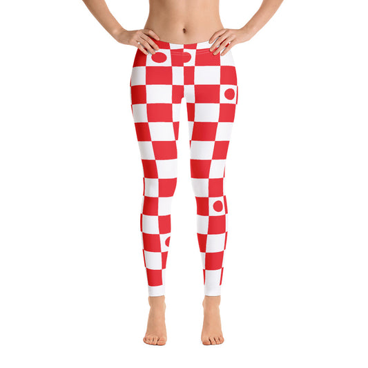 Women's Checkered Leggings (Red and White)