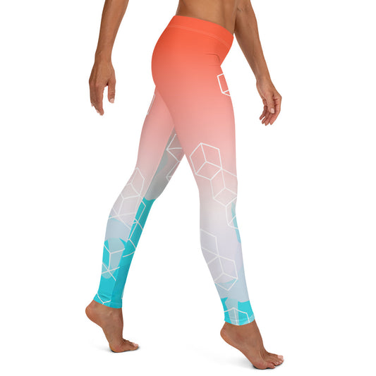 Women's Leggings (Orange, Blue, White pattern)