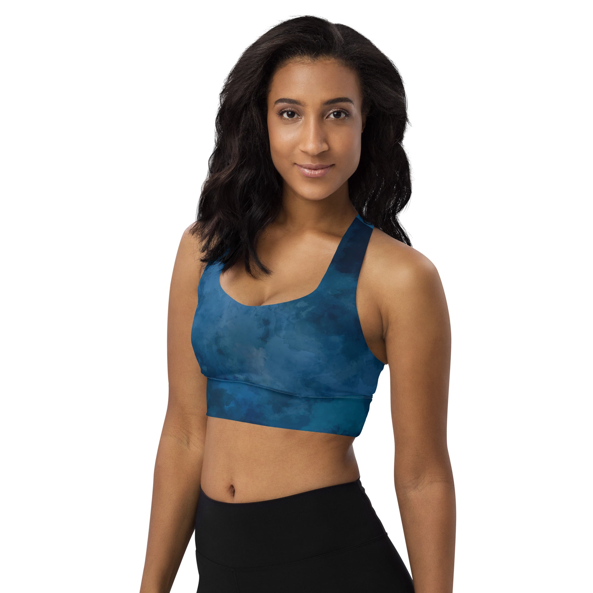 Long Line Sports Bras - Comfort and Style for Your Workout (Blue swirl –  AURORA clothing