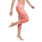 Women's Yoga Capri Leggings - Coral print