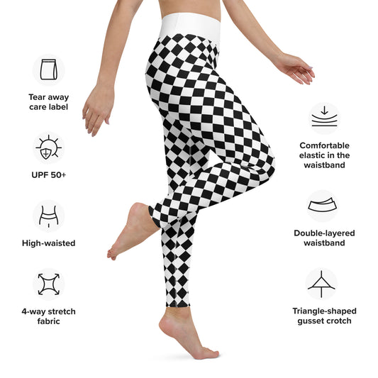 Checkered (Black & White) - Women's  Yoga Leggings