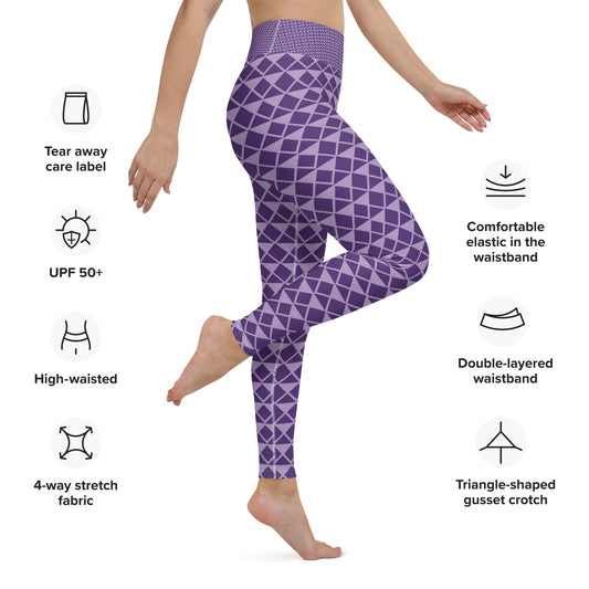 Women's Checkered Yoga Leggings (Purple)