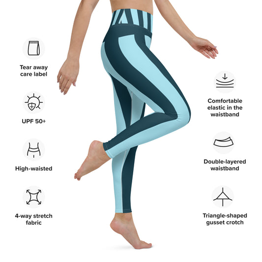 Yoga Leggings (Blue Striped)