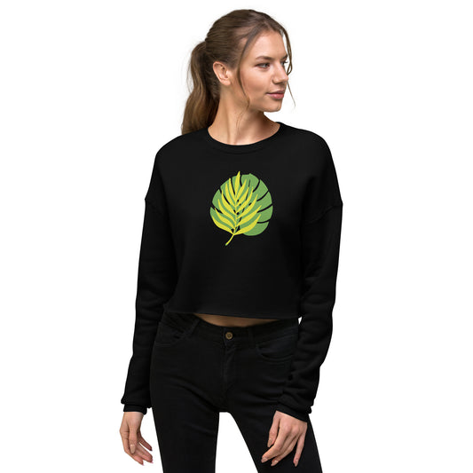 Crop Sweatshirt - Leaf Pattern